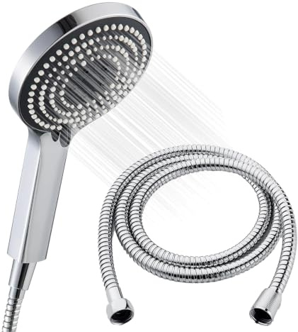 2 Pcs Shower Head and Hose Set, High Pressure Shower Head with Filter, 5 Spray Modes Power Shower Head for Low Water Pressure, 1.5 Metre Stainless Steel Shower Hose for Household Bathroom Use