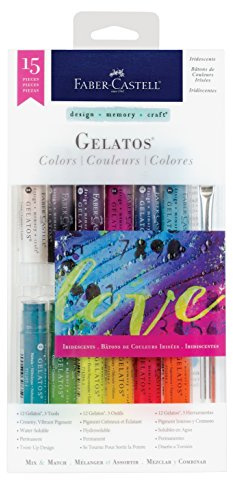 Faber-Castell Gelatos Colors Set, Iridescents - Water Soluble Pigment Crayons - 15 Iridescent Colors
