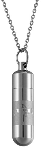 JewelryWe Couple Pendant Om Mani Padme Hum Perfume Bottle Necklace Empty Openable
