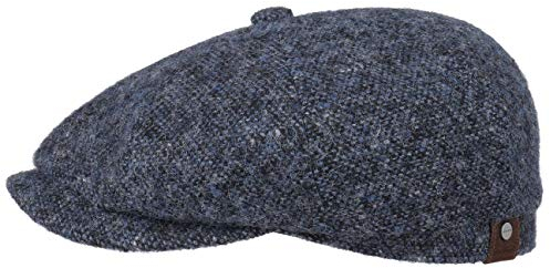 Stetson Hatteras Donegal Schirmmütze Damen Herren Made in EU 100% Schurwolle Baumwollfutter Flatcap Herbst Winter dunkelblau 59 cm