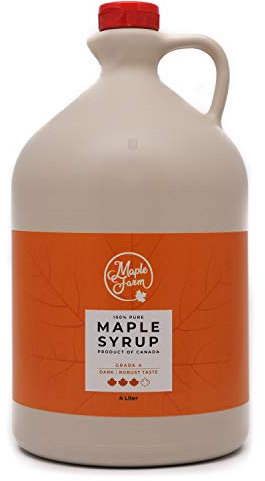 MapleFarm - Pur Sirop d'érable Catégorie A, Foncé - goût robuste - 4 litres (5,28 Kg) - Original maple syrup - Grade A - Dark, robust taste - Sirop d'érable pur - Pancake sirop