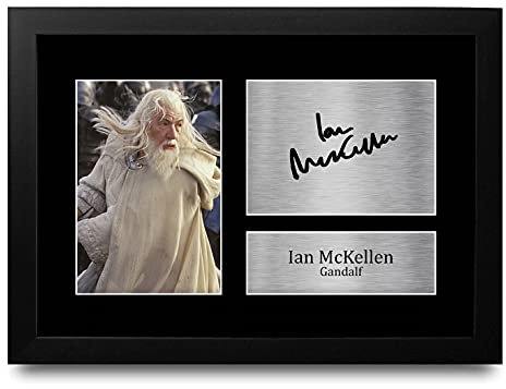 HWC Trading Ian McKellen Gift Signed FRAMED A4 Printed Autograph Lord of the rings Gifts Photo Display