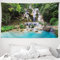 ABAKUHAUS Wasserfall Wandteppich und Tagesdecke, Laos Vietnamesisch See aus Weiches Mikrofaser Stoff Waschbar ohne Verblassen Digitaldruck, 230 x 140 cm, Grün Blau
