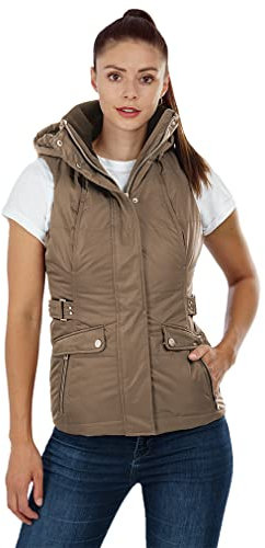 Knuffelwuff Damen Weste Carinae Größe: XL / 42 Braun - Leichte atmungsaktive wasserabweisende Steppweste mit vielen Taschen für Outdoor, Wandern, Reisen, Gassi gehen - Windbreaker Übergangsjacke