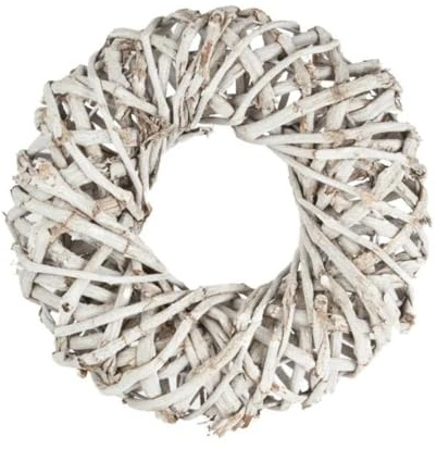 OASIS Carrizo White Woven Wreath - Christmas Wicker Hanging Decoration - Size Choice (37cm)