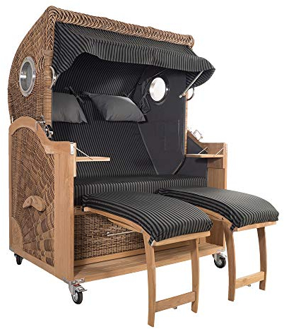Strandkorb Kampen Spezial 2,5-Sitzer Banana Set 2 inkl. Industrierollen und Hydraulikdämpfer