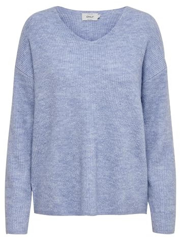 Only ONLCAMILLA V-Neck L/S Pullover Knt Noos, Skyway/Dettagli: mélange, S Donna