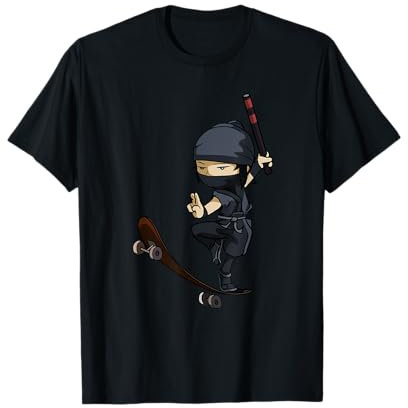 Cooler Ninja mit Skateboard Geschenk für Ninja Kinder T-Shirt