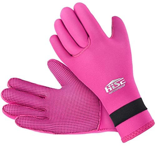 3mm Neoprene Thermal Wetsuit Gloves: Anti-slip Wet Suit Warm Glove for Outdoor Diving Swimming Sailing Snorkeling Fishing Surfing Kayaking for Men Women (Pink, XL)