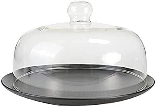 FBWSM Couvercle De Plaque À Micro-Ondes en Verre Borosilicaté Élevé avec Plateau, Couvercle Anti-éclaboussures D'huile Domestique, Couvercle pour Aliments, Couvercle en Dôme De Gâteau-22cm