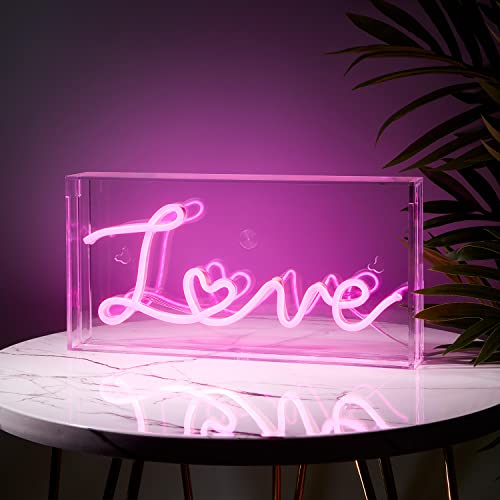 Lights4fun LED Neon Schriftzug Tischlampe Wandleuchte Love strombetrieben Innenbereich Muttertagsgeschenk