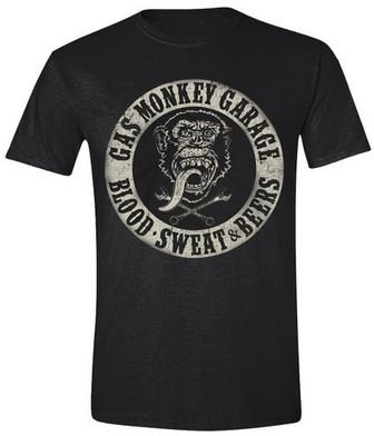 Gas Monkey Garage Hommes T-Shirt GMG Blood Sweat and Beers Männer Shirt Noir-XXL