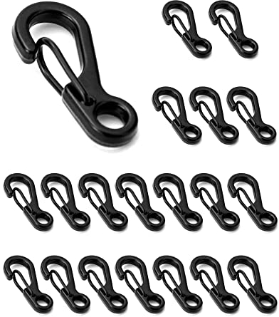 QWORK® 2.5cm Mini Mousqueton, Mousquetons Porte clefs Porte-Clés pour Camping Voyager Randonnée Porte-Clés (20pcs Noir)