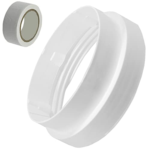 SPARES2GO Cooker Hood Vent Hose Connector Adaptor Kit 5 125mm Threaded Duct Outlet Ring + Sealing Tape