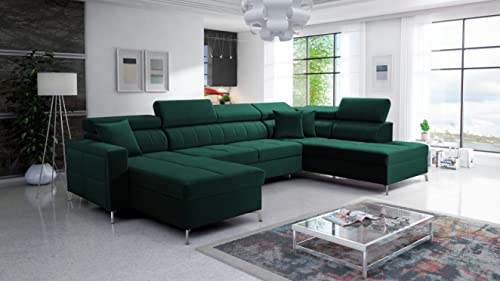 All4All Ecksofa mit Schlaffunktion SIMI VI Bettkasten Wohnlandschaft XXL Sofa U Form Modern 26 (Jaguar 2185, Seite Links)