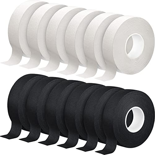 12 Rollen Hockey-Tape Mehrzweck-Stoffband, 2.5 cm 21 Yards Fledermaus-Griffband, athletisches Klebeband und Griff, Sportgeschenke, Zubehör-Ausrüstung (schwarz-weiß)