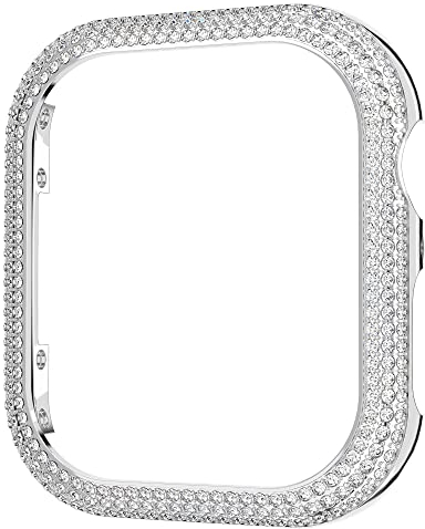 Swarovski Coque Sparkling compatible avec Apple Watch, cristaux transparents, métal rhodié