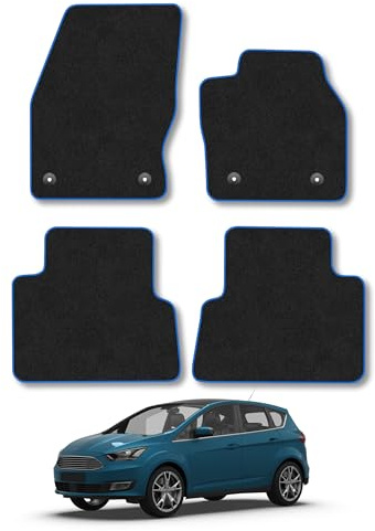 Fits Ford C-Max (2015-2019) Carpet Car Mats | Blue Edge Trim Tailored Fit Floor Mats Full Coverage Protection Accessories Easy Clean Anti Slip Made in the UK