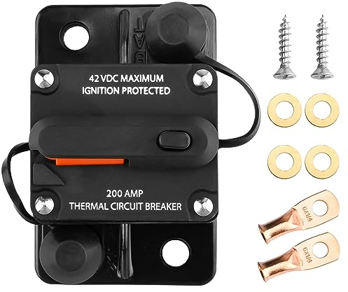 VOKTTA electronic expansion sector Schutzschalter 200A Manuelle Sicherungshalterung 12V-48V DC Wasserdichte Sicherungsautomat mit Manuellen Reset Schalter für Motor, Auto, Boot