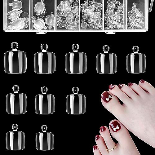500 Pièces Faux Ongles Pied, Transparent False Toe Nails Tips, Faux Orteil Ongles Pieds pour Dames,10 tailles différentes