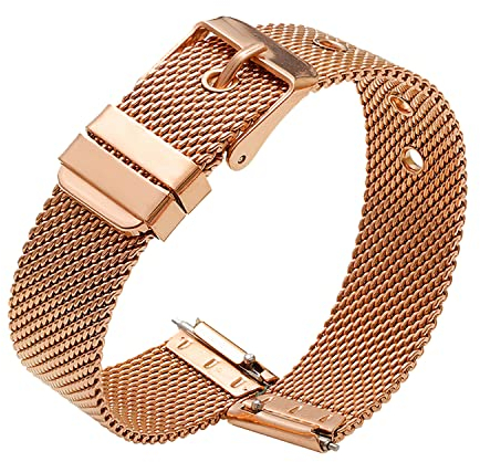 SMYAOSI Stainless Steel Mesh Watch Straps for Women Quick Release Adjustable Mesh Watch Bands for 10mm 12mm 14mm 16mm 18mm 20mm 22mm Smartwatch (16mm, Rose Gold)
