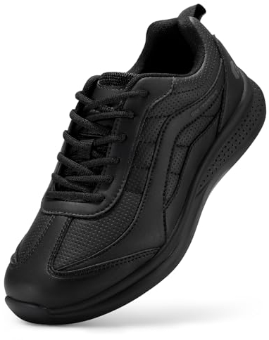 FitVille Arbeitsschuhe Herren Weit rutschfeste Schuhe Kochschuhe Wasserdicht Walkingschuhe Leicht Freizeitschuhe Non-Slip Sicherheitsschuhe ohne Stahlkappe,Schwarz,42.5 EU,Weit