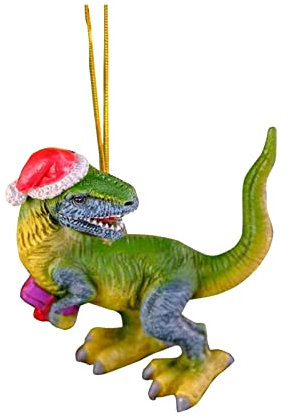 Dinosaurier Weihnachtsanhänger mit Weihnachtsmütze, 2D Acryl-Anhänger Lustige Baumschmuck Basteln Weihnachten Geschenk Anhänger Weihnachten Deko als Weihnachtsschmuck,Christbaumschmuck (B, One Size)