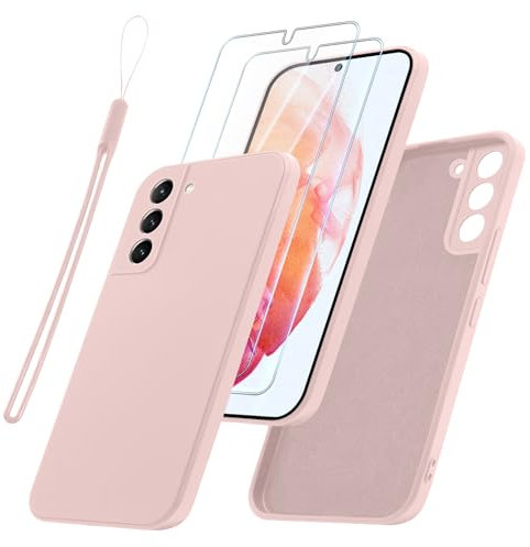 Vauki Coque pour Samsung Galaxy S21 5G avec 2 Pièces Verre Trempé, Etui Souple TPU Silicone Antichoc Anti-Rayures Ultra Fine Housse Compatible avec Samsung Galaxy S21 5G, Rose