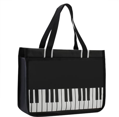 KingPoint Piano Key Music Note Handtasche Musik Thema Tote Tasche Musik Umhängetasche Mehrzweck-Tasche für Shopping
