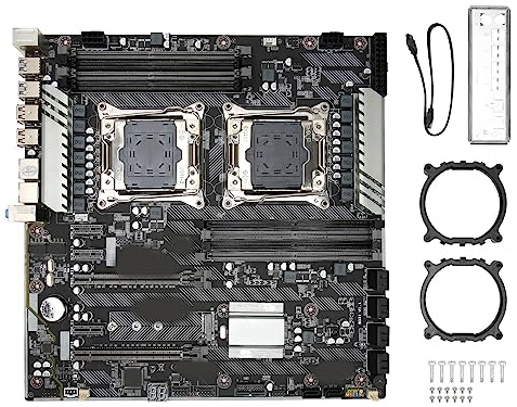 E ATX Motherboard, LGA2011 V3 V4 X99 DUAL F2 Digital Diagnostic Function 10 SATA3.0 Motherboard High Stability with 2 Gigabit NIC for Desktop PC