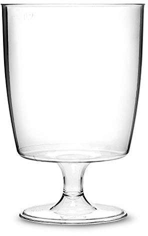 80 x Clear Disposable Recyclable Plastic Wine Glass 220ml CE Marked to Line at 125/175 & 200ml