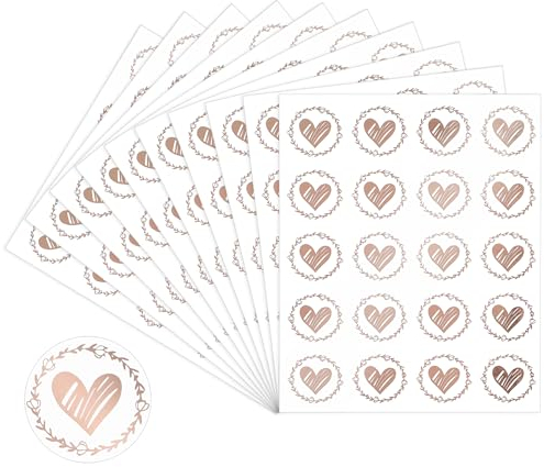 Herz Umschlagaufkleber Aufkleber Briefumschlag Transparent Gjinxi 500 Stk Aufkleber Runde Etiketten 3.2cm für Umschläge Hochzeit selbstklebend Hofes für Einladungen Hochzeit Basteln Stempel(Roségold)