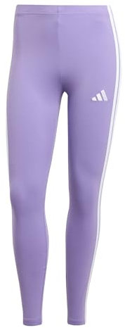 adidas Damen Essentials 3-Stripes Cotton Leggings, Violet Fusion/White, L