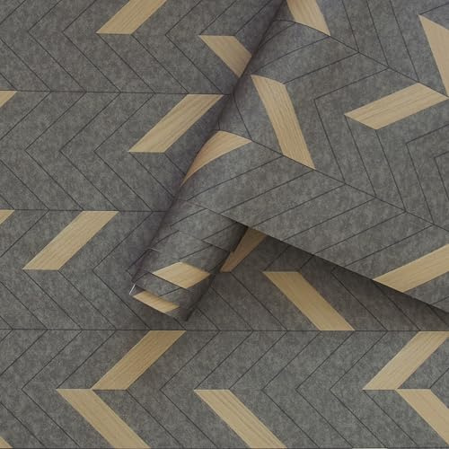 JSEVEM 80CM×4M Holzfaser Tapete | Vintage Klebefolie Selbstklebende Tapete Klebetapete Vinyl Aufkleber für Schlafzimmer Badezimmer Wand Holzoptik Grau Graue