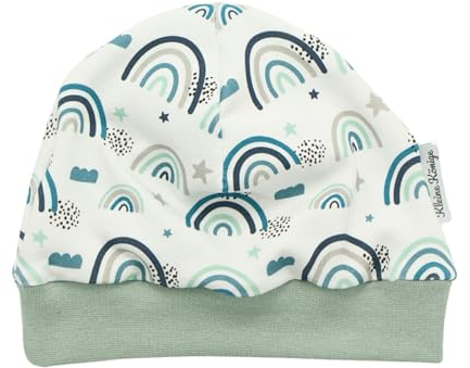Kleine Könige Mütze Baby Jungen Beanie · Modell Regenbogen Lovely Rainbow Petrol, Mint · Ökotex 100 Zertifiziert · Größe 74/80