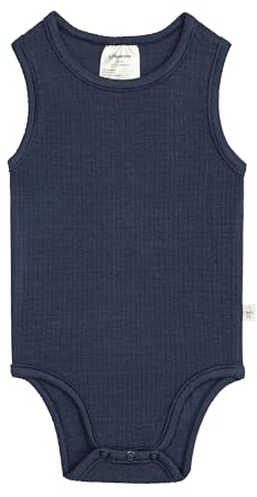 LÄSSIG Baby Body ärmellos aus Rippstrick TENCEL™Lyocell mit Druckknopf/Sleeveless Body navy, Größe74/80