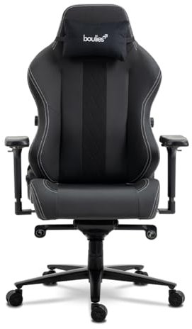 boulies Master Gaming chair, Ergonomic Office Chair for Adults with 4D Armrests, Comfortable Computer Chair for Home with Adjustable 4-way Lumbar Support and Head Pillow (Black, Standard)