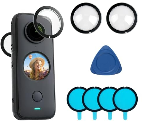 Caybats Dual Lens Guards für Insta360 ONE X2, Optischer Schutz für Panorama-Action-Kamera, Doppelschichtige AR/AF-Beschichtung, 2er Set PC Schutzhülle, Ersatzlinsenaufkleber für Insta 360 ONE X2