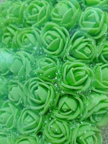 Generico Roselline Verde con Velo per Bomboniere Bouquet Fiori Finti Artificiali 144 Pz.