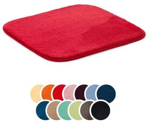 liebling Badteppich, 100% Polyester - Mikrofaser, Serie Santos, 50 x 45 cm, 1500 g/m², 30 Grad waschbar, Farbe: rot