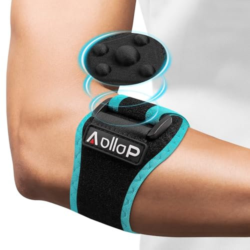 Aollop Tennis Elbow Support Strap for Men and Women, Soft Golfers Elbow Support Relieves Tendonitis, Elbow Brace with Removable Massage Air Cushion is Suitable for Daily Wear, Sports, Fitness (Blue)