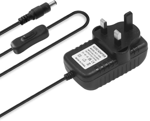 KAFULA 12V 2A universal power adapter with switch,AC100-240V to DC12V power driver transformer,power plug/cable length 90cm (jack 5.5*2.1mm) compatible with TV boxes,LED light strips,routers,cameras