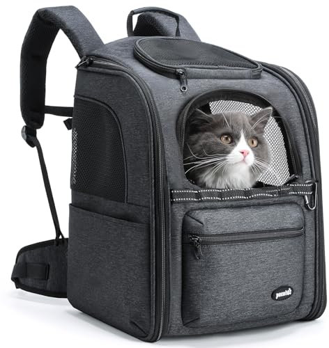 Pecute Katzenrucksack Hunderucksack Haustier Rucksack, Belastung Verringern Hundetasche, Katzentasche, Entlastungssystem Katzen Rucksack, Faltbar und Leicht, Atmungsaktiv, geeignet für Tiere bis 6 kg