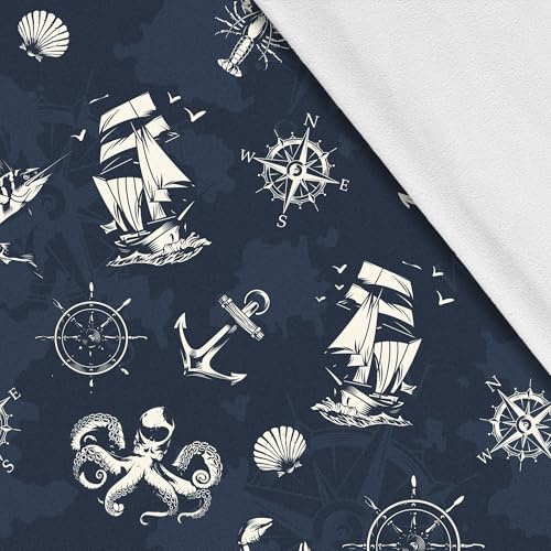 HEKO PANELS Softshell Stoff, Meterware, Meer See, 1 Meter 150 x 100 cm | wasserfester und windfester Outdoor Stoff mit Fleece, Nähstoffe für Jacken und Overalls, funktional zum Nähen und DIY