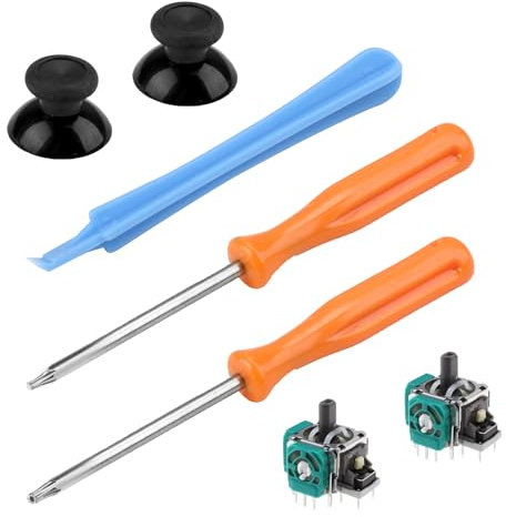 Replacement Joystick Axis Analog Sensor Module Thumbstick Console Controller Repair Kit for Xbox One with Thumbsticks Cap Screwdrivers Repair Tools