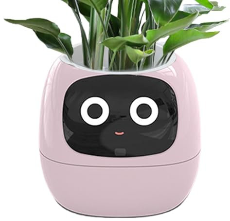 Pot De Plante Intelligent,Pot De Plante Ai,Pot De Plante Numérique,Jardinière For Intelligent,Pot De Plante Interactif Intelligent,Robot Bonsaï De Bureau À Expressions Multiples, Interaction Gestuelle