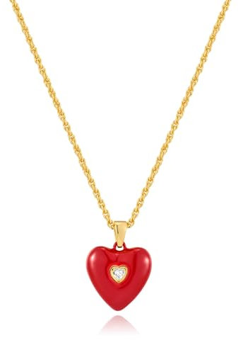 LILIE&WHITE Collana Donna con Cuore Rosso e Cristallo, Design Elegante, Anti-Allergica e Resistente al Colore, Regalo