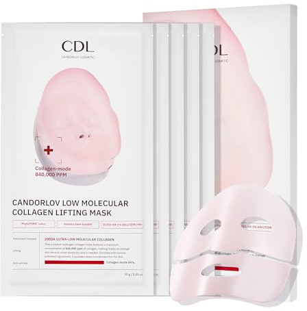 CANDORLOV Overnight Collagen Lifting Gel Mask, Pack of 5, Korean Face Lifting Deep Hydrogel Mask for Glass Skin, Anti-Ageing with PDRN (Salmon DNA), Hyaluronic Acid for Elasticity, Firmness