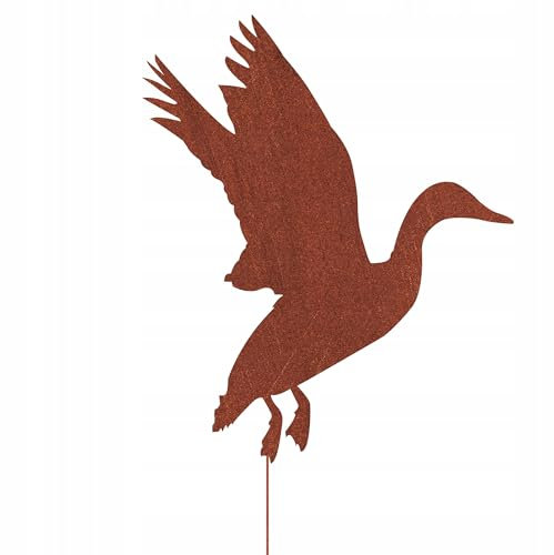 Kapaga - Gartenfigur aus Rost auf Einschlagbeinen - Metall Tierfigur - Edelrost Dekofigur - Tier Figur - Dekoration Gartendeko - Gartendekoration (Gans - Höhe 46 cm)