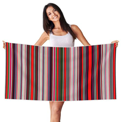 MDATT Toallas de playa verticales de rayas de colores, absorbentes, toallas de piscina, toallas de baño, ligeras, suaves, toallas de viaje